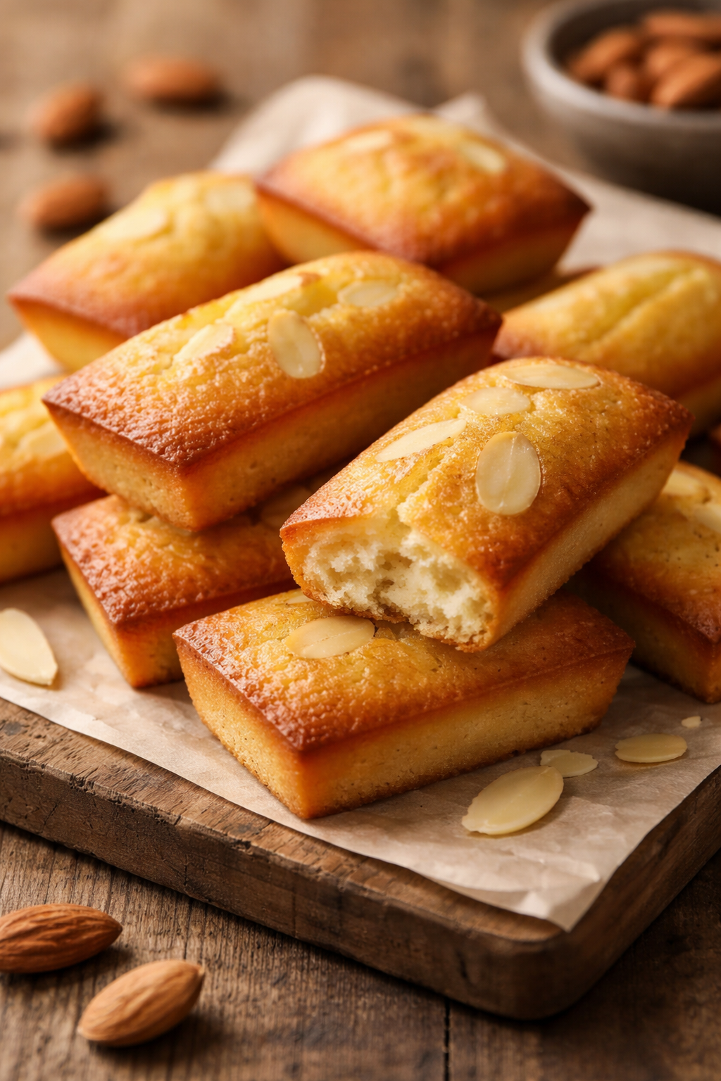 French financier cakes with almonds