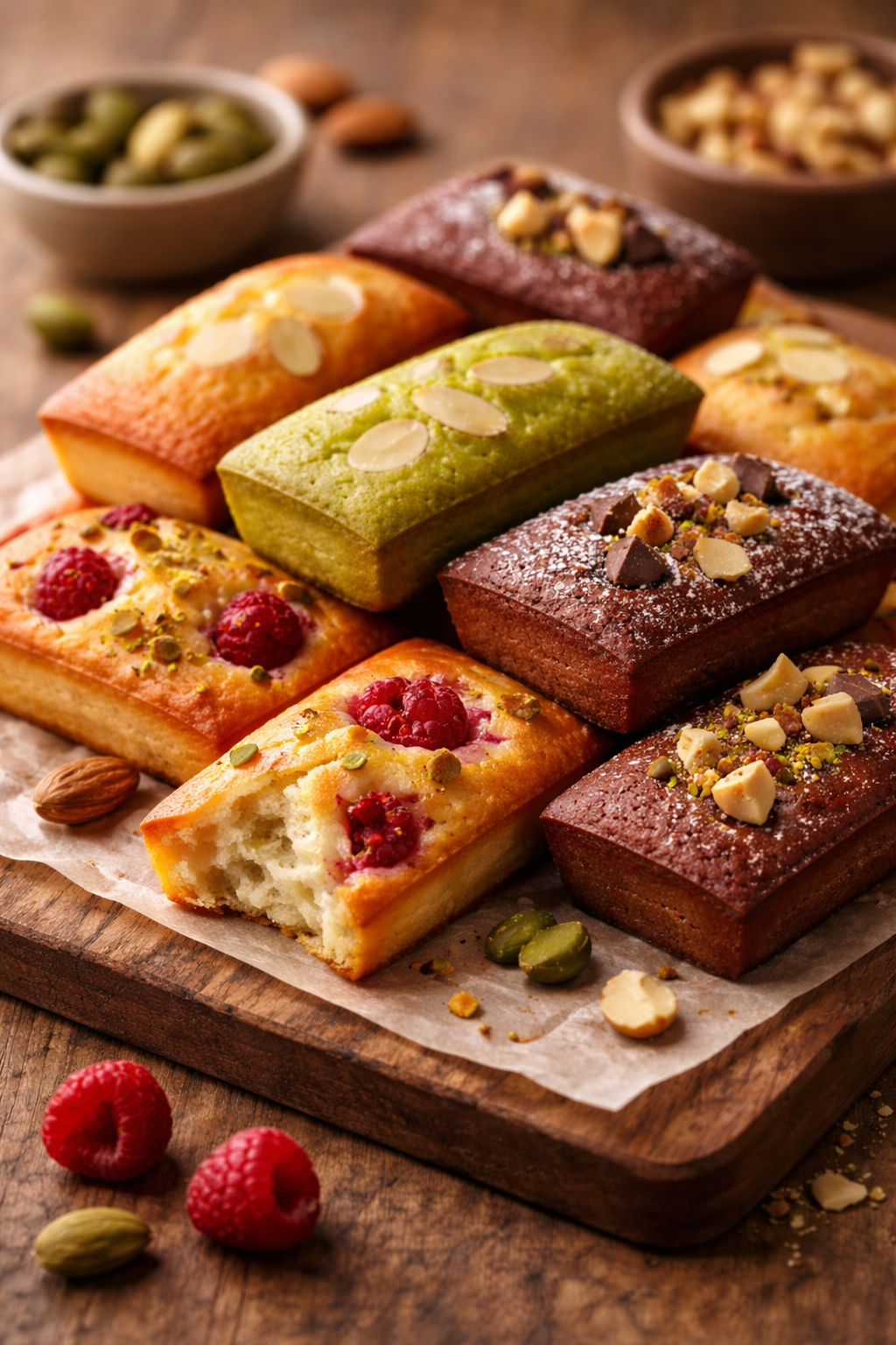 Various flavored financier cakes